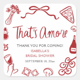 Adesivo Quadrado Vermelho Italiano que é Chá de panela de pizza