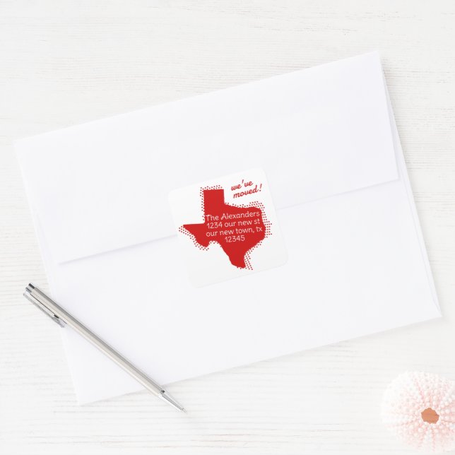 Adesivo Quadrado Vermelho que nos movemos - Texas pontilhado movend (Envelope)