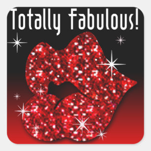 Adesivo Quadrado vermelho totalmente fabuloso dos lábios do brilho