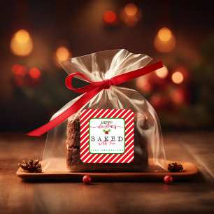 Adesivo Quadrado Vermelho Verde Pelado Com Amor, Natal