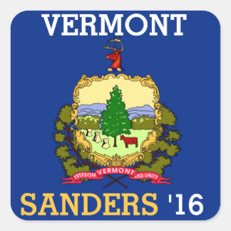 Adesivo Quadrado Vermont para Bernie Sander para o Presidente 2016