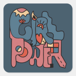 Adesivo Quadrado Versão Escura de Energia Menina