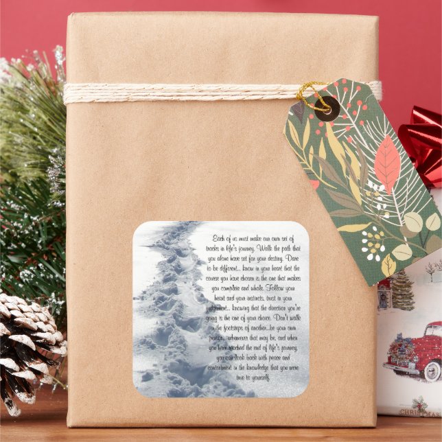 Adesivo Quadrado Versos Inspiracionais de Rastreamento Fresco (Feriado)