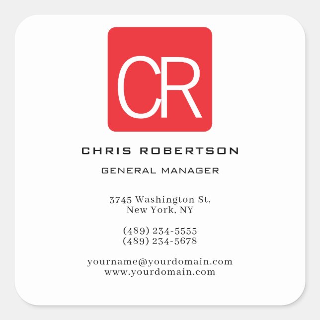 Adesivo Quadrado Vertical Red Stripe White Professional Plain (Frente)