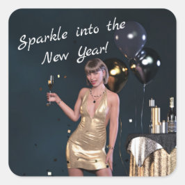 Adesivo Quadrado Véspera de ano novo em vestimenta sequestrada