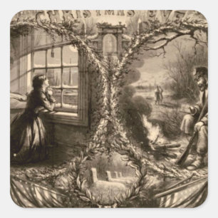 Adesivo Quadrado Véspera de Natal - Thomas Nast 1863