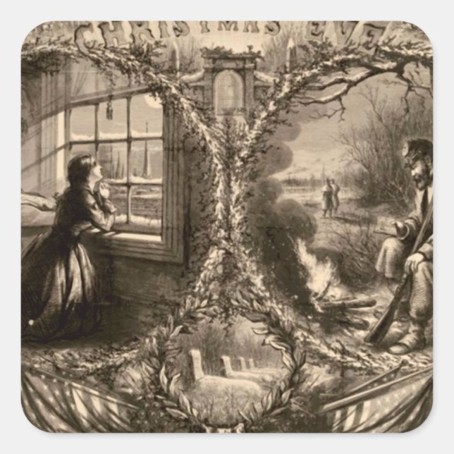 Adesivo Quadrado Véspera de Natal - Thomas Nast 1863 (Frente)