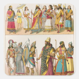 Adesivo Quadrado Vestido Assyrian, de "do der Voelker Trachten",