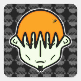 Adesivo Quadrado Vestido cara verde com cavanhaque v3