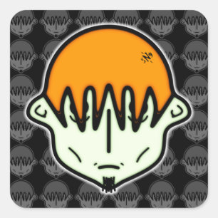 Adesivo Quadrado Vestido cara verde com cavanhaque v3