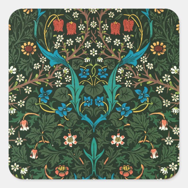 ADESIVO QUADRADO VESTIDO COM DESIGN WILLIAM MORRIS "TULIPS" (Frente)