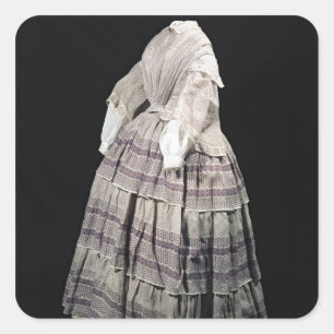 Adesivo Quadrado Vestido da crinolina, 1850-60