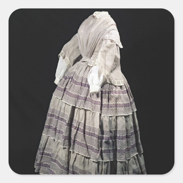 Adesivo Quadrado Vestido de crinolina, 1850-60 (Frente)