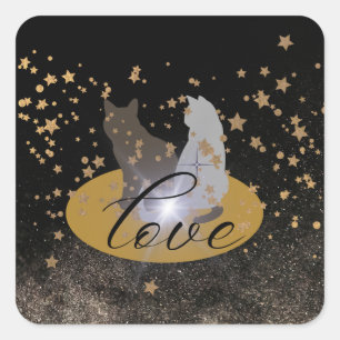 Adesivo Quadrado Vestido de gato apaixonado