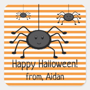 Adesivo Quadrado Vestido de Halloween das Aranhas Spooky