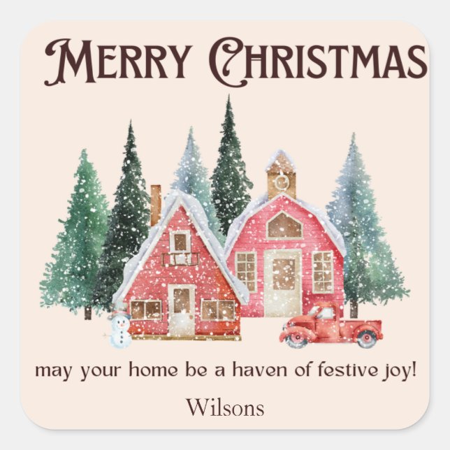 Adesivo Quadrado Vestido de melancia de Natal (Frente)