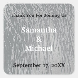 Adesivo Quadrado Vestido Elegante de Casamento, Obrigado