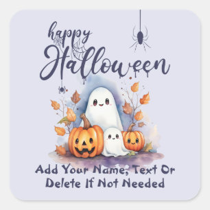 Adesivo Quadrado Vestido Fantasma de Bomba de Halloween Spooky