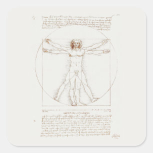 ADESIVO QUADRADO VESTIDO: LEONARDO DA VINCI : VITRUVIAN MAN