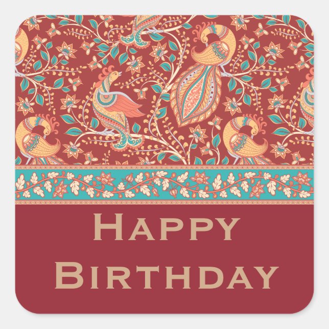 Adesivo Quadrado Vestido personalizado Kalamkari (Frente)