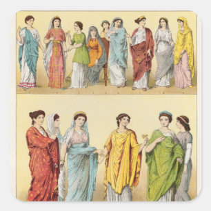 Adesivo Quadrado Vestido romano fêmea