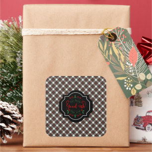 Adesivo Quadrado Vestido Stewart Moderno Tartan de Natal Escocês