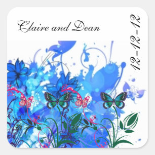 ADESIVO QUADRADO VESTÍGIOS ELEGANTES DE SELOS DE ENVELOPE DE CASAME