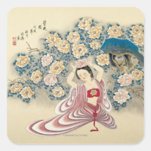 Adesivo Quadrado Vestir uma flor na cabeça