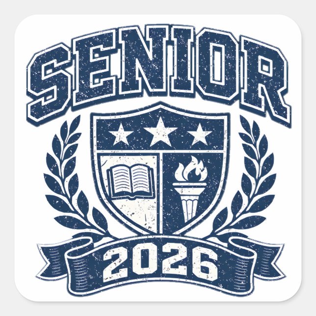 Adesivo Quadrado Veterano 2026 – Orgulho do Último Ano da Faculdade (Frente)