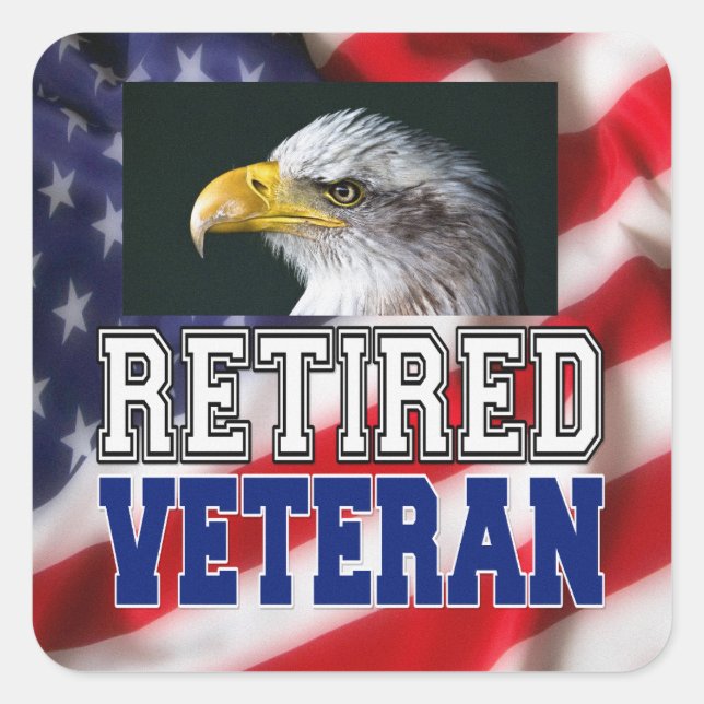 Adesivo Quadrado Veterano aposentado (Frente)