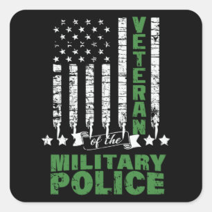 Adesivo Quadrado Veterano Da Polícia Militar - Bandeira Dos EUA