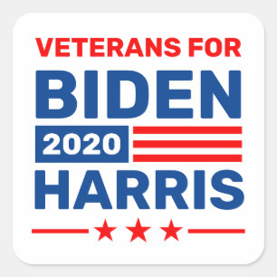 Adesivo Quadrado Veteranos para Biden Harris 2020 Eleitores