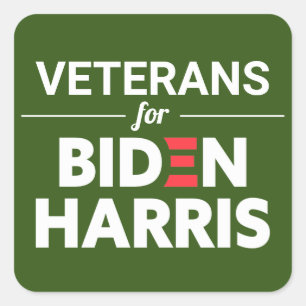 Adesivo Quadrado Veteranos para Biden Harris Texto Verde