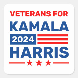 Adesivo Quadrado Veteranos para Kamala Harris 2024 Eleitores