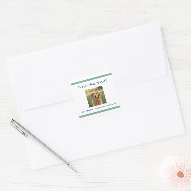 Adesivo Quadrado Veterinarian Office Sticker | Custom Logo (Envelope)