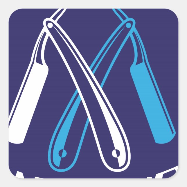 Adesivo Quadrado Vetor de Ícones de Compro de Barber (Frente)
