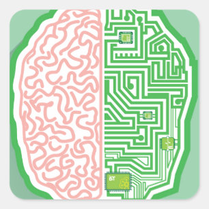 Adesivo Quadrado Vetor do Circuito do Cérebro