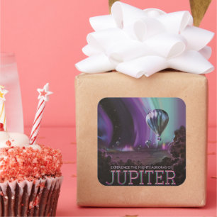 Adesivo Quadrado Viagem a Júpiter de Balão de Ar Quente sob as Luze