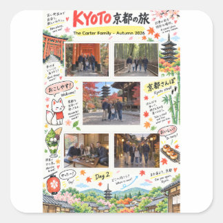 Adesivo Quadrado Viagem a Kyoto Japão 5 Colagem de Fotos Zine de Vi