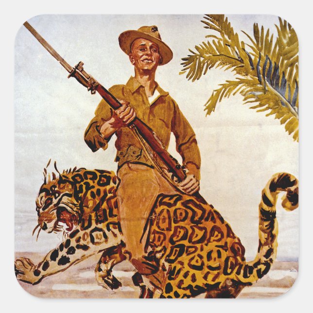 Adesivo Quadrado Viagem? Aventura? Junte-se aos fuzileiros! (Frente)