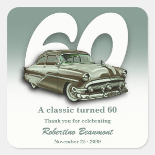 Adesivo Quadrado Viagem Clássico Carro Verde Faz 60 Anos