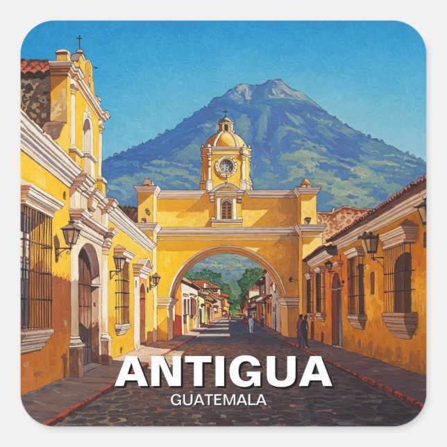 Adesivo Quadrado Viagem de Antígua Guatemala (Frente)
