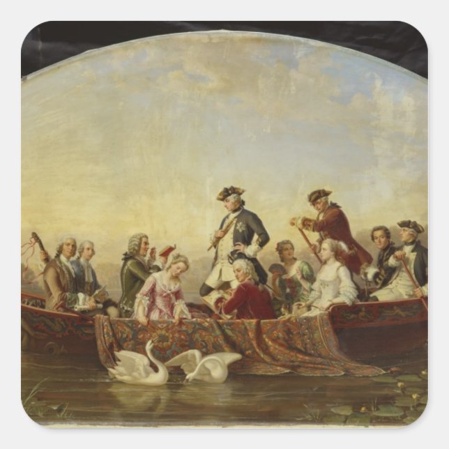 Adesivo Quadrado Viagem de Barcos em Rheinsberg (Frente)