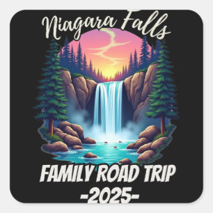 Adesivo Quadrado Viagem de carro para cachoeira de niagara férias e
