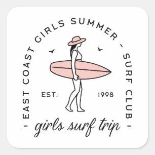 Adesivo Quadrado Viagem de meninas clube de surfe amigas de surfe v