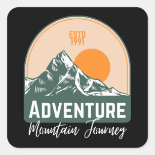 Adesivo Quadrado Viagem de Montanha de Aventura