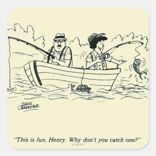 Adesivo Quadrado Viagem de Pesca (Frente)