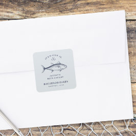 Adesivo Quadrado Viagem de Pesca do Noivo na Despedida de Solteiro