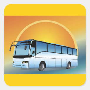 Adesivo Quadrado Viagem de transporte de barramento livre