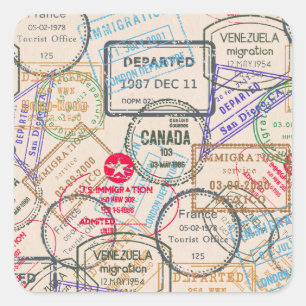 Adesivo Quadrado Viagem dos selos do passaporte